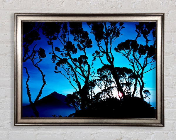 Distant Mountain View Blue Framed Print
