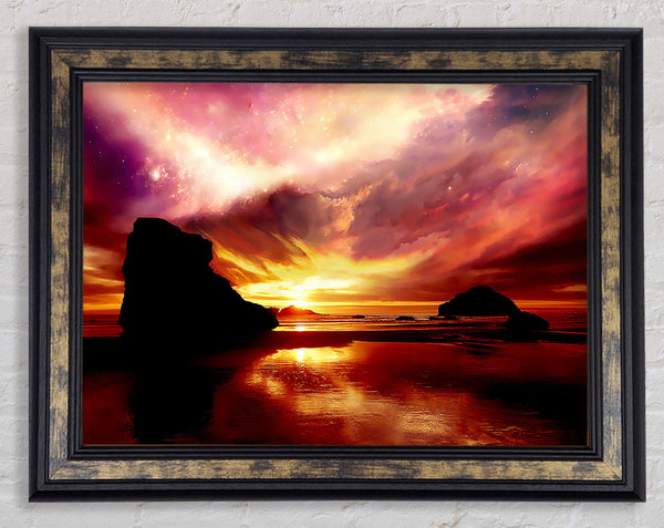 Pink Sky Explosion Framed Print