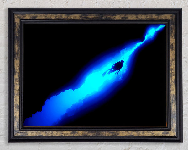 Blue Deep Sea Diver Framed Print