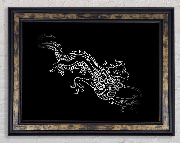 Black Fire Dragon Framed Print