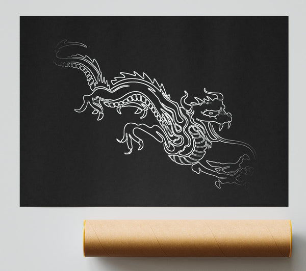Black Fire Dragon Print
