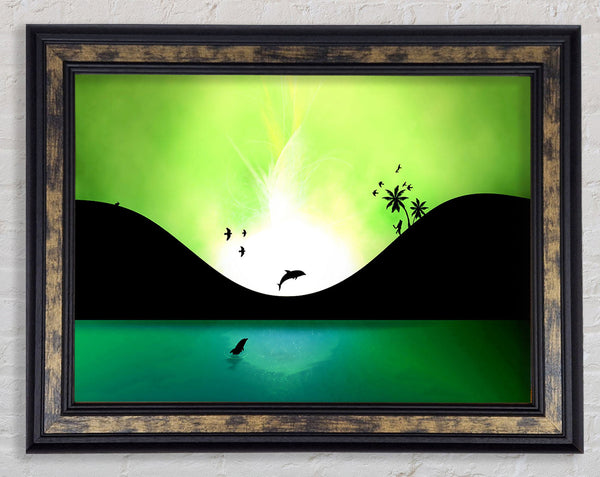 Green Dolphin Paradise Framed Print