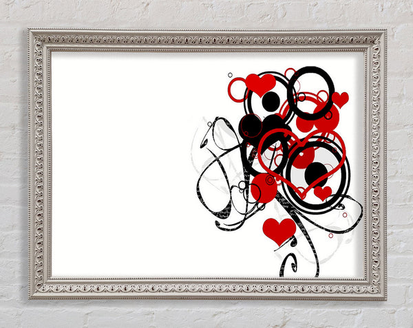 Circles And Hearts Framed Print