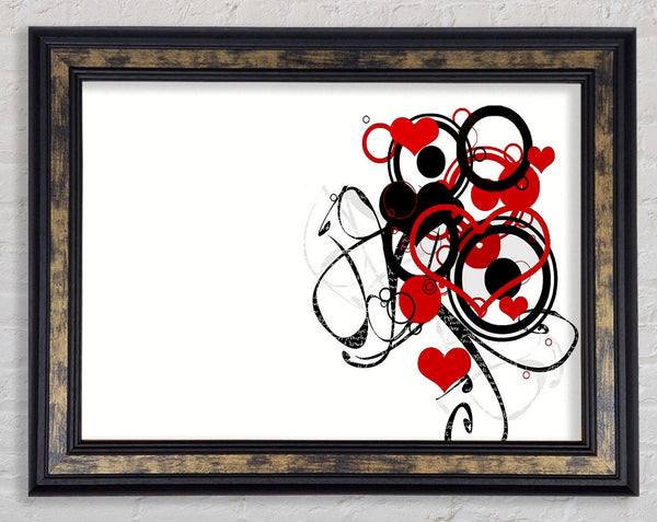 Circles And Hearts Framed Print