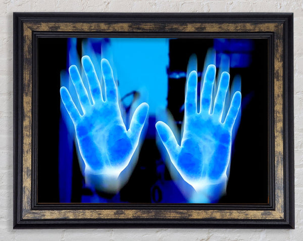 Vibrant Blue Hand Prints Framed Print