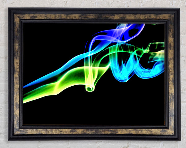 Vibrant Smoke Trail On Black Framed Print