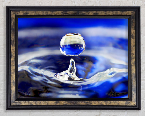 Blue Water Droplet Framed Print