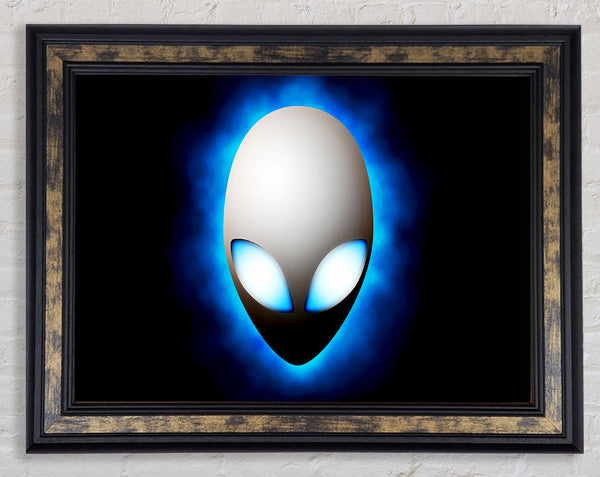 Alien Face Blue Framed Print