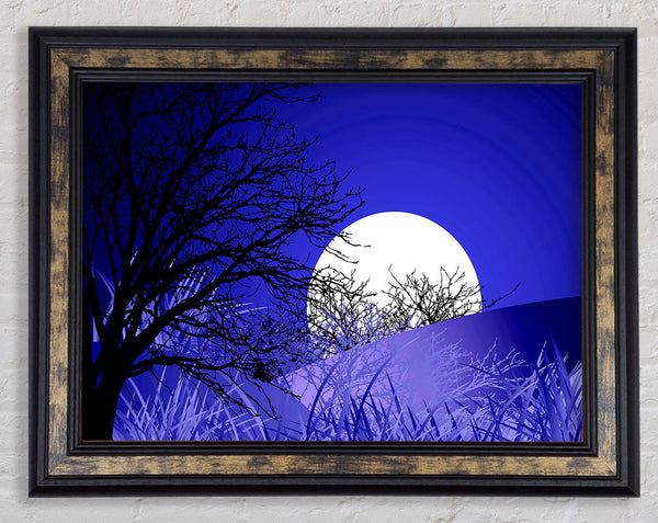 Purple Moonlit Landscape Framed Print
