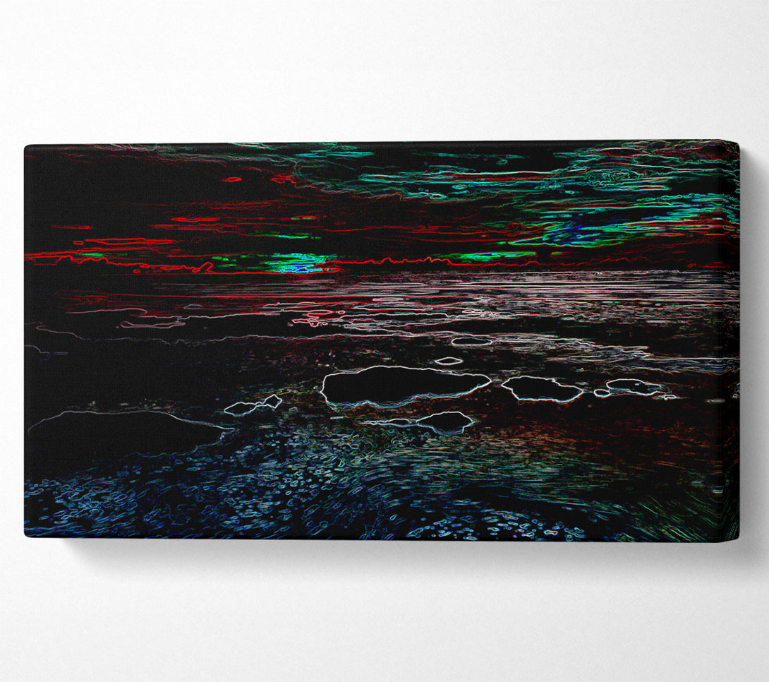  A Canvas Print of Abstract Neon Seascape Canvas Art