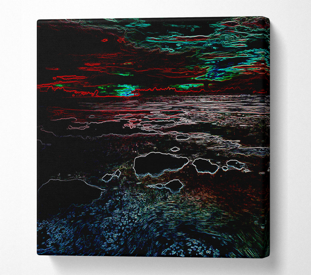  A Canvas Print of Abstract Neon Seascape Canvas Art