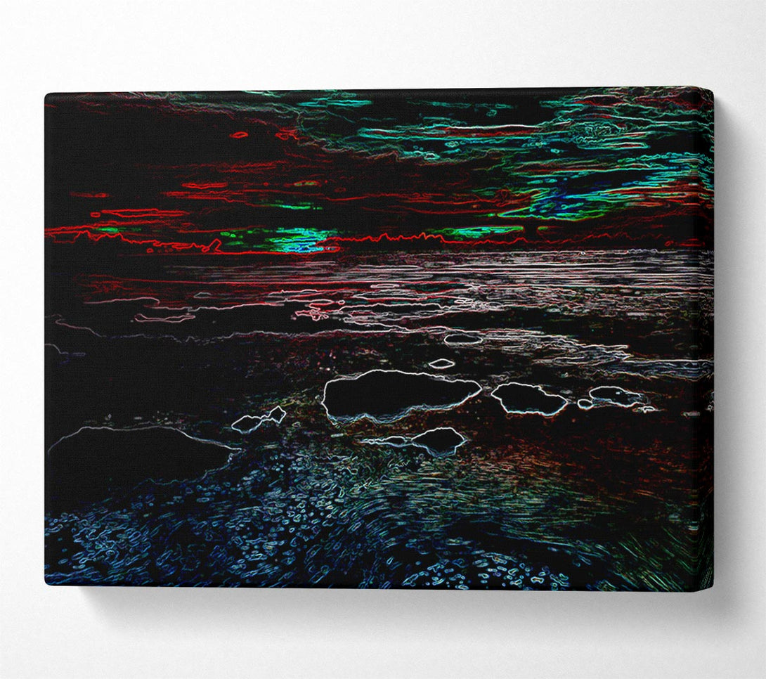  A Canvas Print of Abstract Neon Seascape Canvas Art