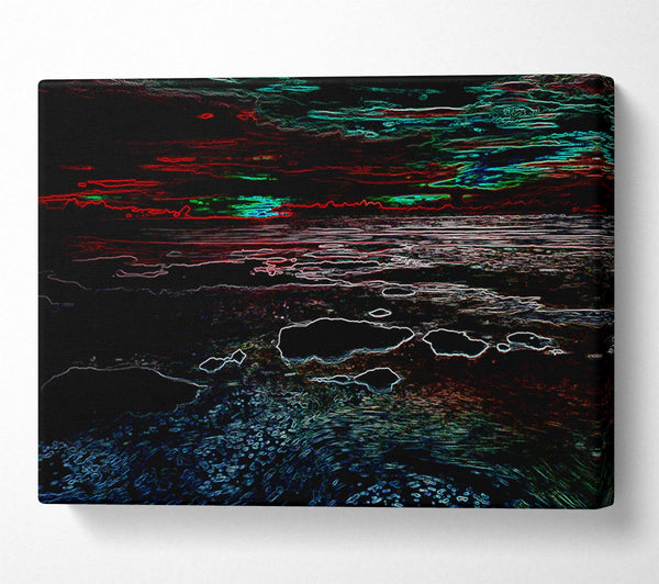  A Canvas Print of Abstract Neon Seascape Canvas Art