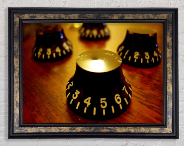 Guitar Dials Close-Up Framed Print