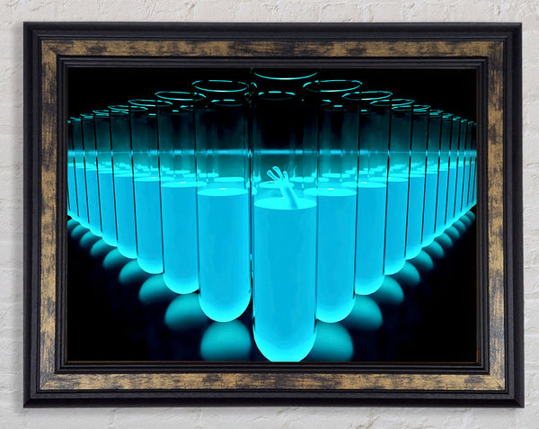 Blue Test Tubes Framed Print