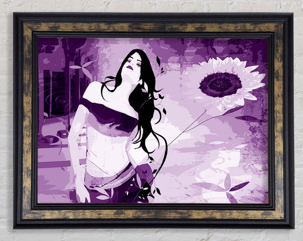 Purple Sunflower Woman Framed Print