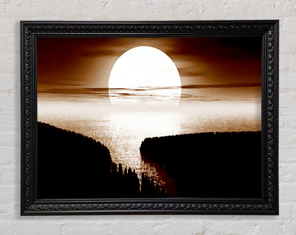 Chocolate Moonlit River Flows Framed Print