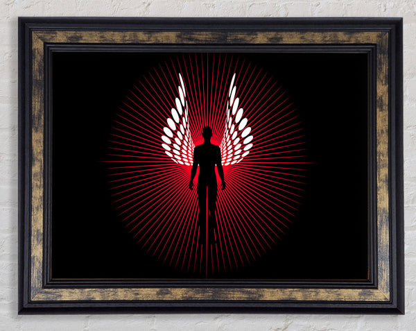 Male Angel Wings Red Framed Print