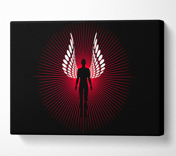 Male Angel Wings Red Canvas Wall Art