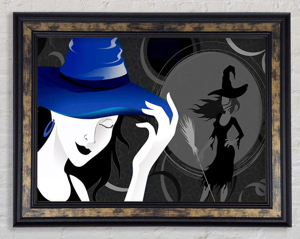 Woman In The Blue Hat Framed Print
