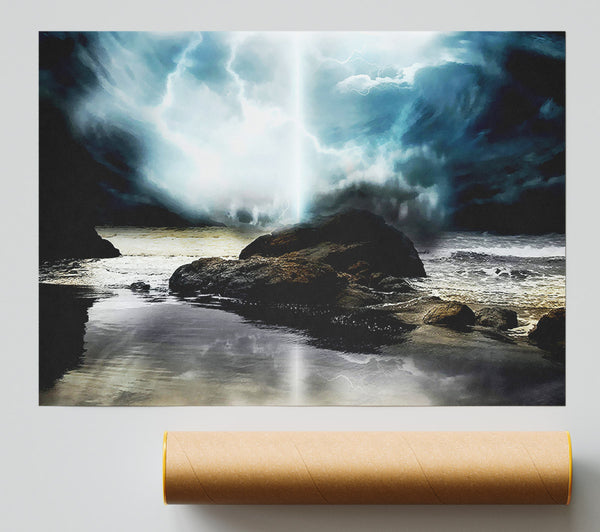 Storm On The Beach Poster