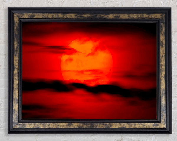Red Sun Clouds Framed Print