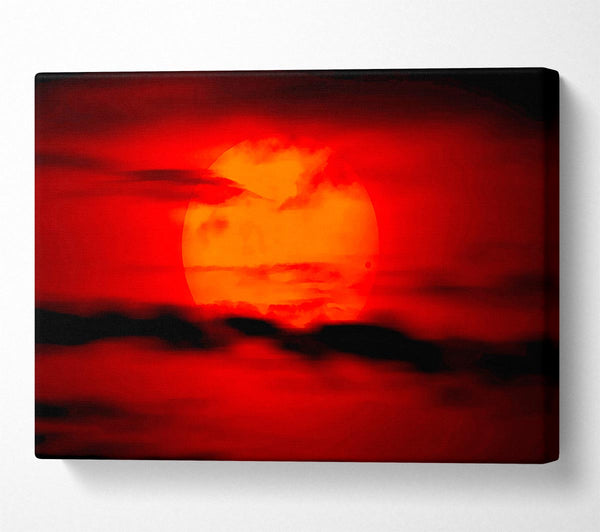 Red Sun Clouds Canvas Art