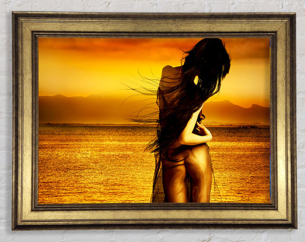 Goddess Of The Ocean Orange Framed Print