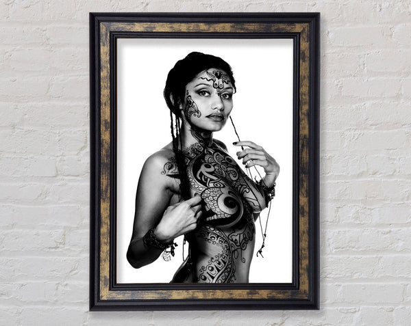 Tribal Tattooed Female Framed Print