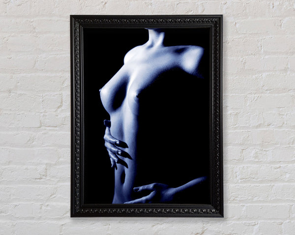 Weiblicher Torso seitlich blau