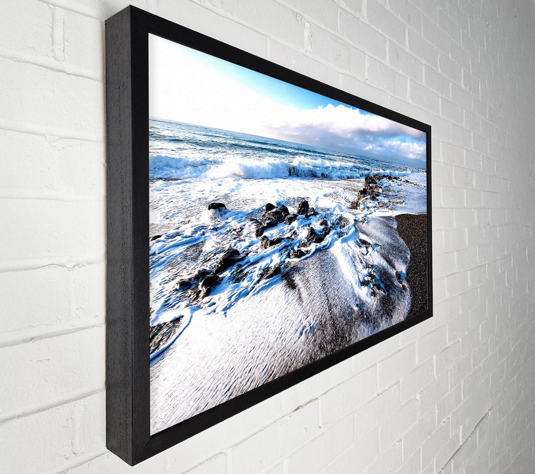  A Canvas Print of Waves Crashing On The Beach Canvas Print