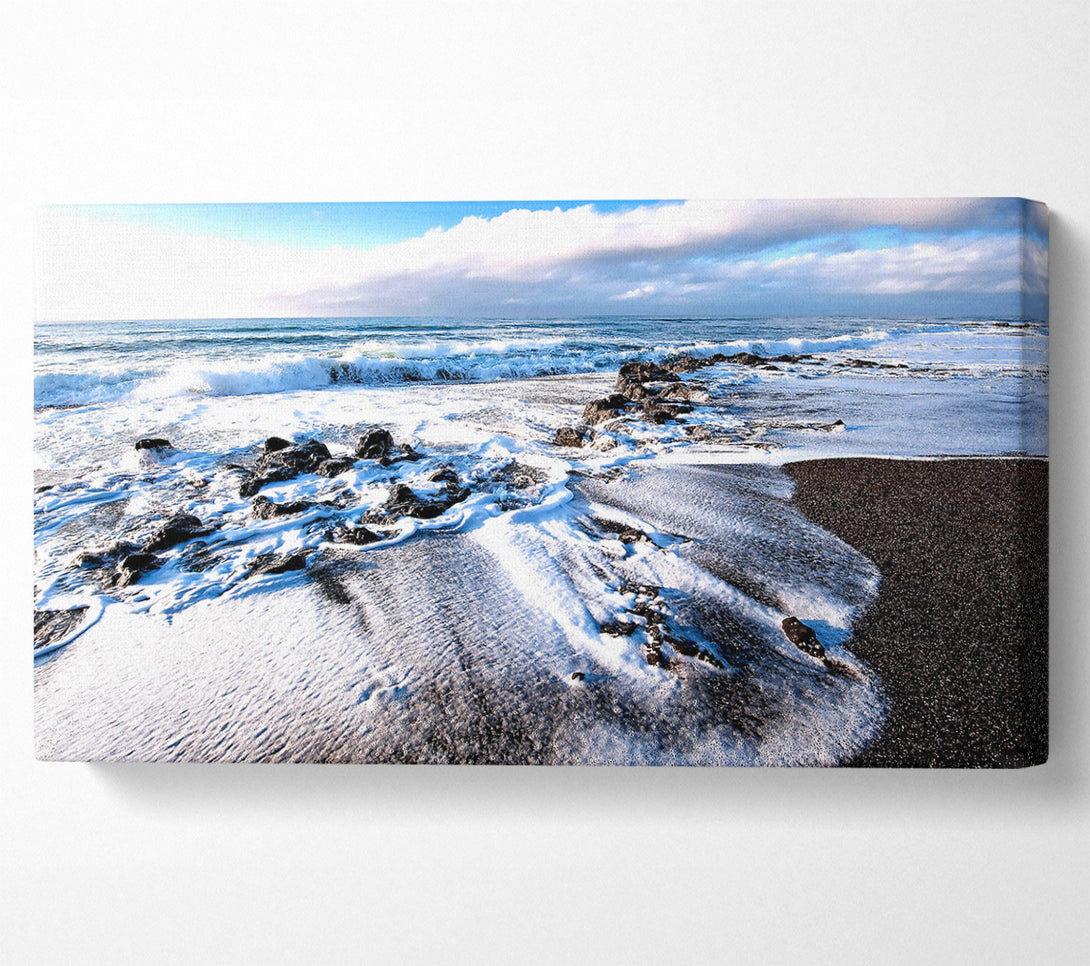  A Canvas Print of Waves Crashing On The Beach Canvas Print