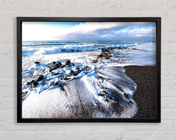 Waves Crashing On The Beach Framed Print