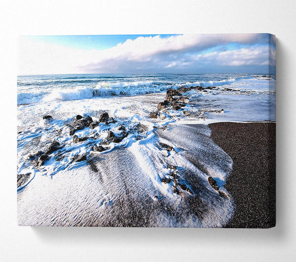  A Canvas Print of Waves Crashing On The Beach Canvas Print