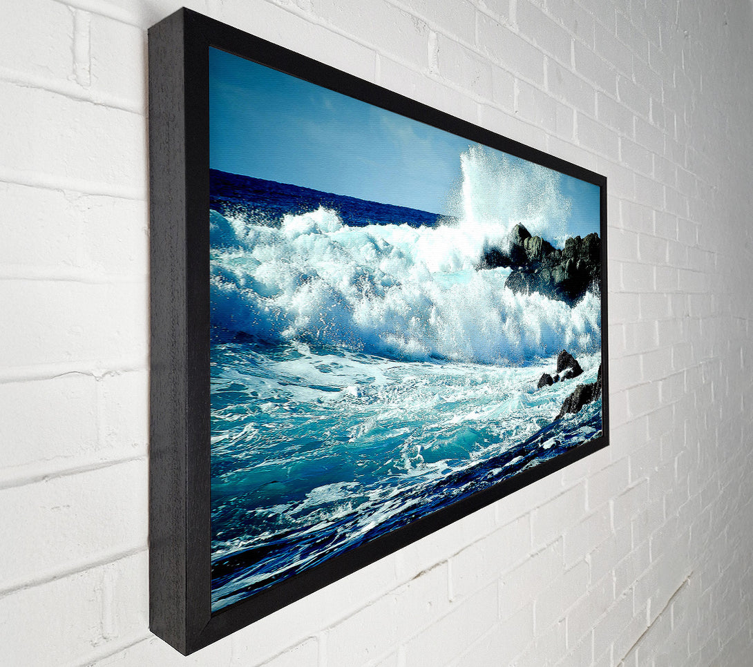  A Canvas Print of Waves Crashing On Rocks Canvas Art