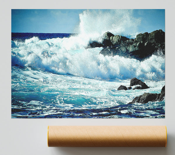 Waves Crashing On Rocks Print