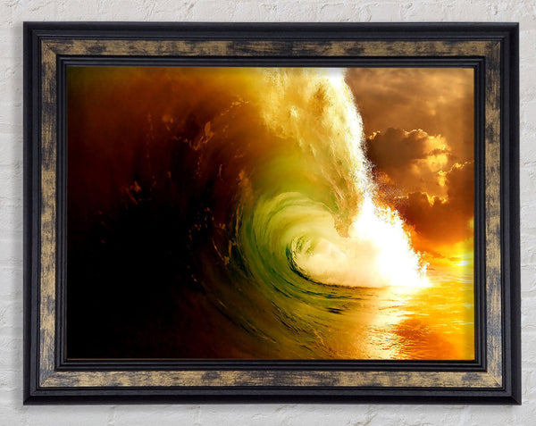 Stunning Orange Sky Wave Framed Print