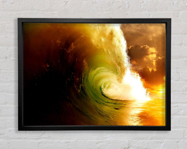 Stunning Orange Sky Wave Framed Print