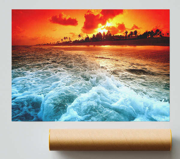 Tropical Beach Sunset Giclee Print