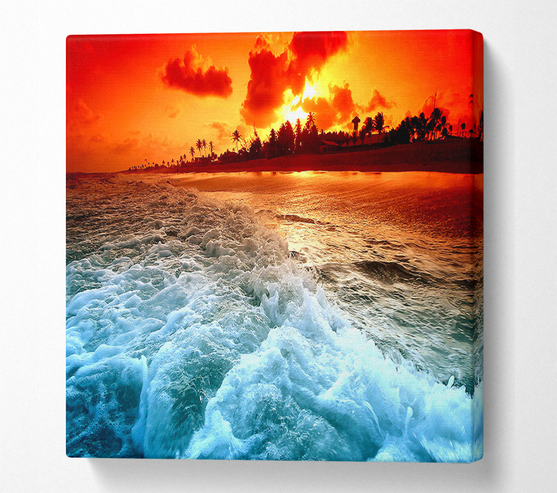 A Canvas Print of Tropical Beach Sunset Canvas Wall Art