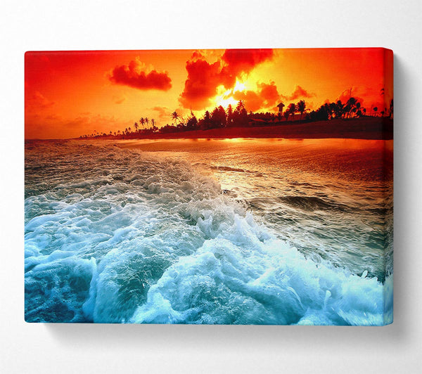  A Canvas Print of Tropical Beach Sunset Canvas Wall Art