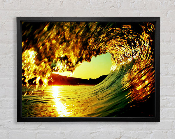 Surfers Sun Wave Framed Print