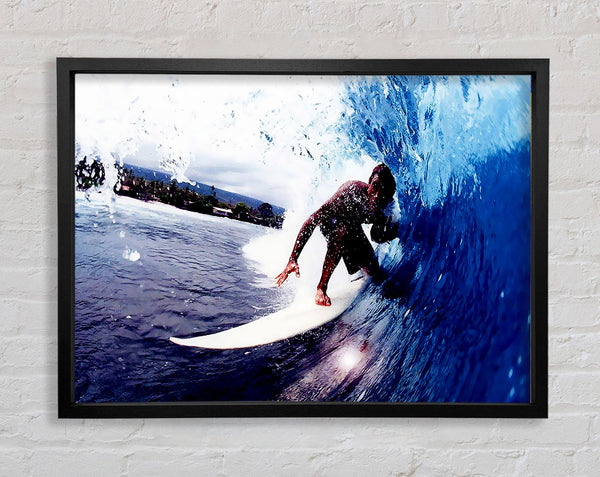 Surfer Slicing The Wave Framed Print