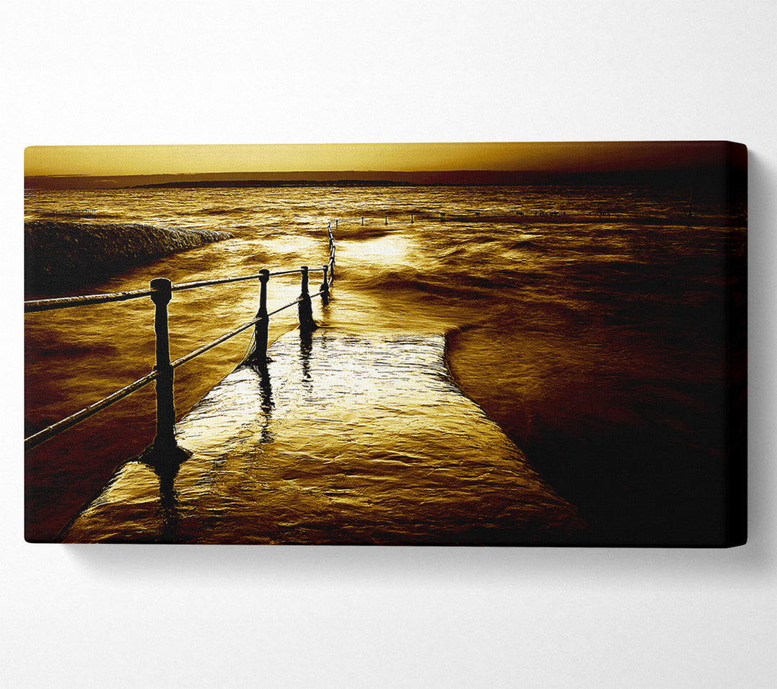  A Canvas Print of Stunning Brown Ocean Walkway Canvas Art
