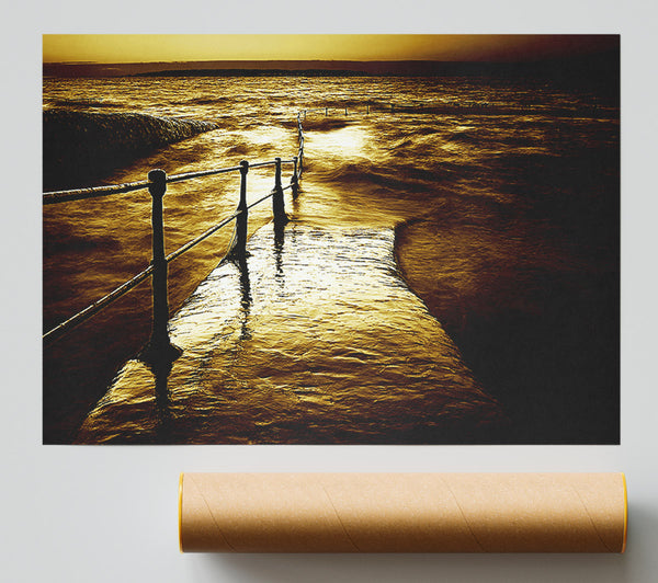 Stunning Brown Ocean Walkway Giclee Print