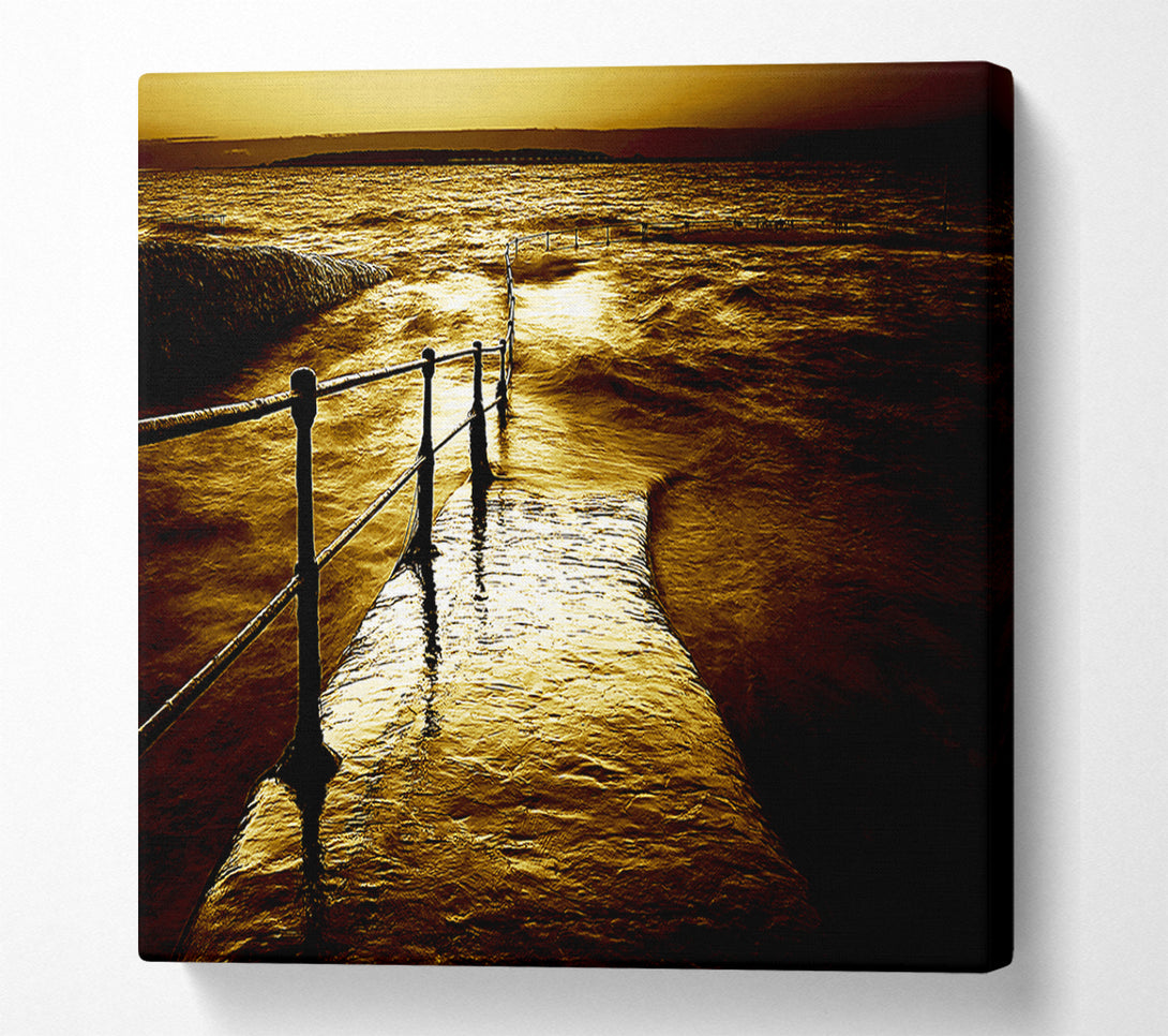  A Canvas Print of Stunning Brown Ocean Walkway Canvas Art