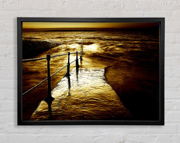 Stunning Brown Ocean Walkway Framed Print
