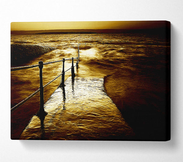  A Canvas Print of Stunning Brown Ocean Walkway Canvas Art