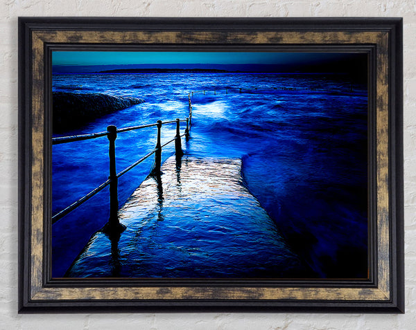 Stunning Blue Ocean Walkway Framed Print