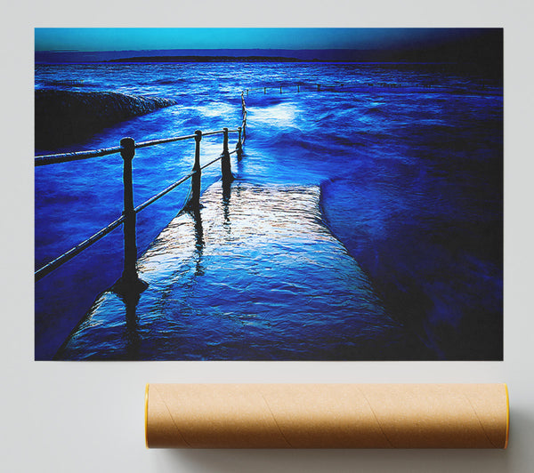 Stunning Blue Ocean Walkway Poster